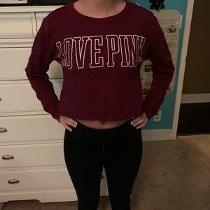 Pink Victoria secret cropped maroon shirt small